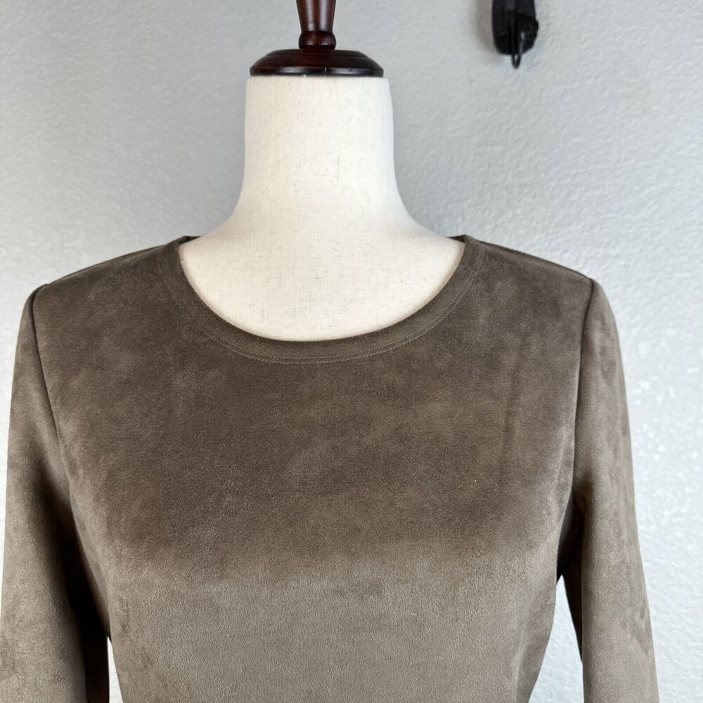 BCBGMAXAZRIA Whitley Cut‎ Out Dress Size Medium Dark Fatigue Brown Faux Suede - Picture 3 of 10